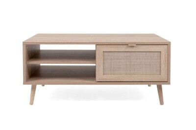 Couchtisch Malmö 55A - in Sonoma Eiche mit Bast-Dekor