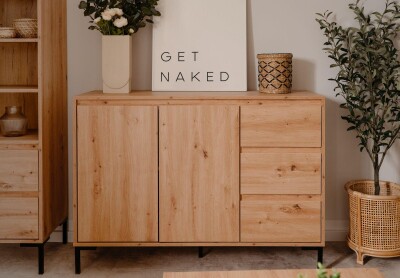 Kommode Genf 01B - Griffloses Design in Artisan Eiche