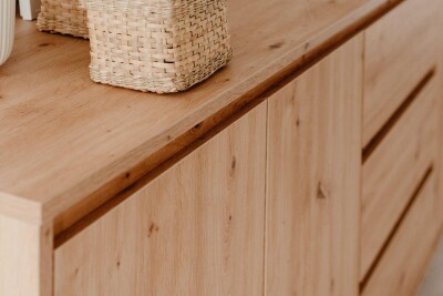 Highboard Genf 53A - Griffloses Design in Artisan Eiche