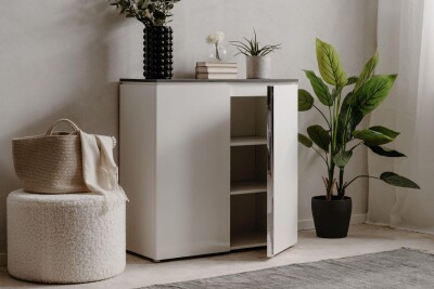 Kommode Lyon 01A in Matera / weiß Hochglanz