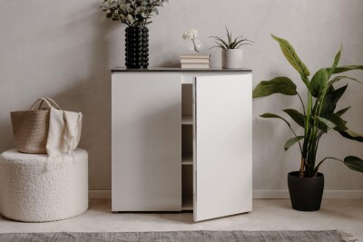 Kommode Lyon 01A in Matera / weiß Hochglanz