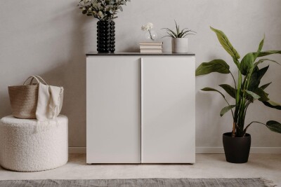 Kommode Lyon 01A in Matera / weiß Hochglanz