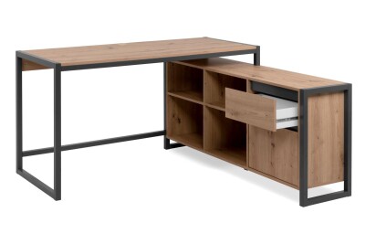 Schreibtisch Portland 37A in Artisan Oak / anthrazit - Eckschreibtisch