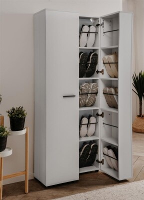 Schuhschrank Madrid 02A in Weiß - mit Platz für bis zu 30 Paar Schuhe