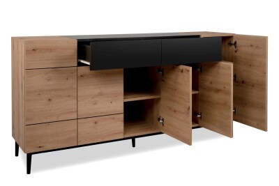 Sideboard New Orleans 51A in Artisan Oak / Schwarz