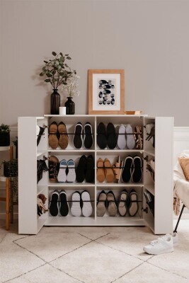 Schuhschrank Osaka 02A in Weiß - Platz für bis zu 24 Paar Schuhe