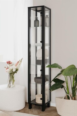 Vitrine Alva 52A  schwarz / Spiegel