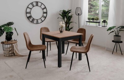 Stuhl 4er Set Ayla 70A  Cord braun / schwarz