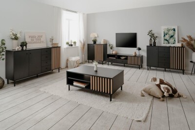 Sideboard Milan 51C  schwarz / Dekor Artisan Oak