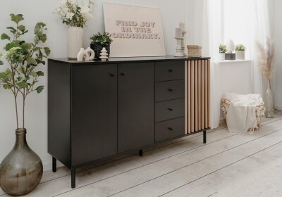 Sideboard Milan 51C  schwarz / Dekor Artisan Oak