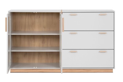 Sideboard Siena 51A in steingrau / Dekor Jackson Hickory