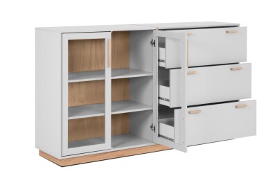 Sideboard Siena 51A in steingrau / Dekor Jackson Hickory