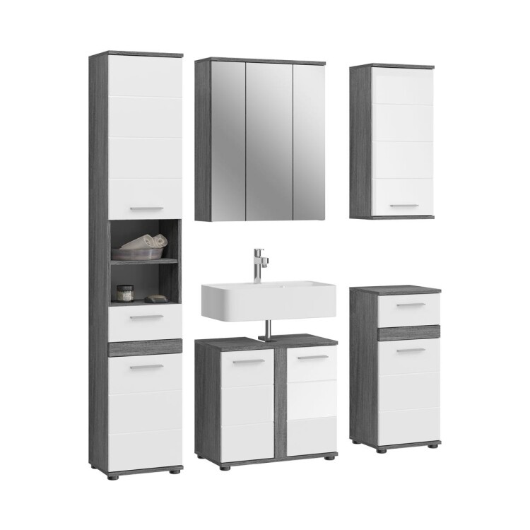 Breeze Badkombination  B/H/T 164x191x34 in Rauchsilber
