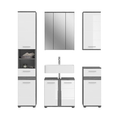 Breeze Badkombination  B/H/T 164x191x34 in Rauchsilber