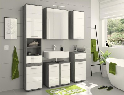 Breeze Badkombination  B/H/T 164x191x34 in Rauchsilber