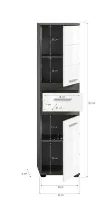 Breeze Badkombination  B/H/T 160x191x34 in Rauchsilber