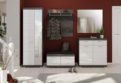 Vista Sitzbank  B/H/T 90x44x40 in Rauchsilber und weiß