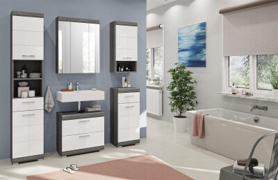 Vista Hochschrank  B/H/T 37x191x31 in Rauchsilber und weiß