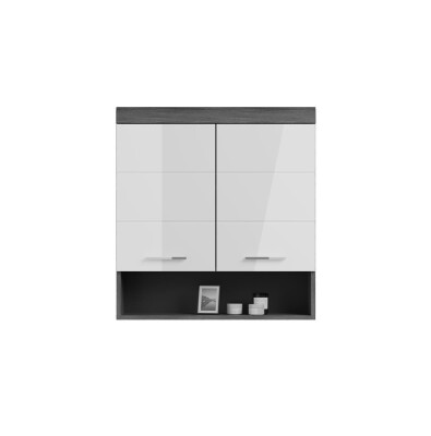 Vista Hängeschrank  B/H/T 74x79x24 in Rauchsilber und weiß