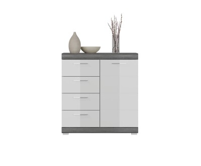 Vista Kommode  B/H/T 80x85x37 in Rauchsilber und weiß