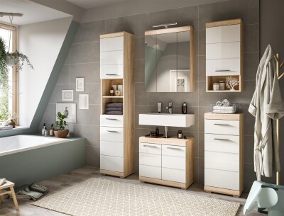 Samba Badkombination  B/H/T 112x191x34 in Sonoma Eiche hell und weiß