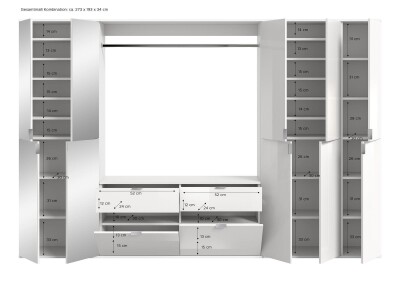 Vision X Garderobenkombination  B/H/T 273x193x34 in weiß