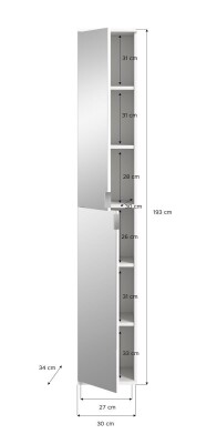 Vision X Spiegelschrank  B/H/T 30x193x34 in weiß