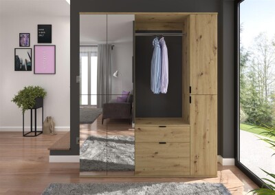 Vision X Garderobenkombination  B/H/T 152x193x34 in Artisan Eiche