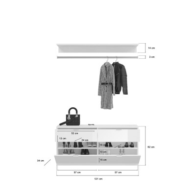 Vision X Garderobenkombination  B/H/T 243x193x34 in weiß