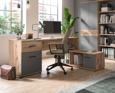Forge Winkelschreibtisch  B/H/T 170x76x151 in Nox Oak