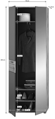 Forge Garderobenschrank  B/H/T 70x200x37 in Nox Oak