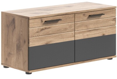 Forge Sitzbank  B/H/T 90x51x37 in Nox Oak und Basalt grau