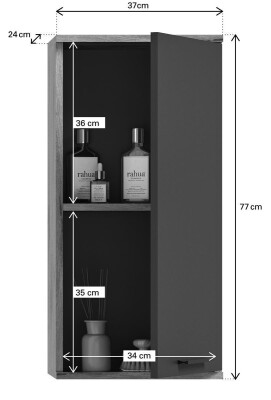 Forge Hängeschrank  B/H/T 37x77x24 in Nox Oak und Basalt