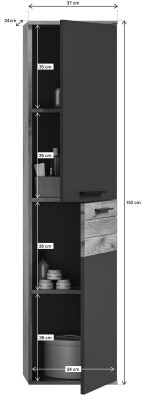 Forge Hochschrank  B/H/T 37x152x24 in Nox Oak und Basalt
