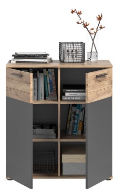 Forge Kommode  B/H/T 80x87x40 in Nox Oak und Basalt grau
