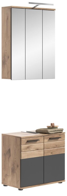 Forge Badkombination inkl. Beleuchtung  B/H/T 60x190x34 in Nox Oak
