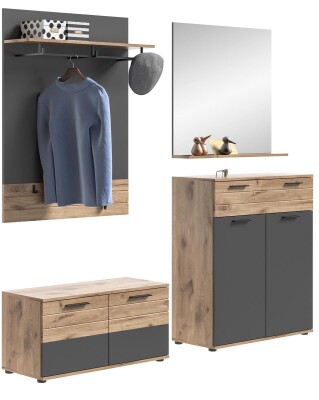 Forge Garderobenkombination  B/H/T 195x200x37 in Nox Oak
