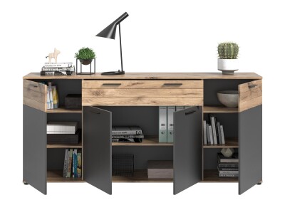 Forge Sideboard  B/H/T 200x91x40 in Nox Oak und Basalt