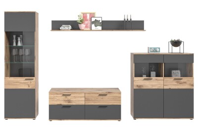 Forge Wohnkombination  B/H/T 327x200x47 in Nox Oak