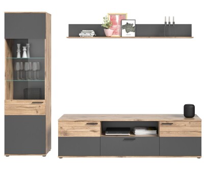 Forge Wohnkombination  B/H/T 266x200x47 in Nox Oak