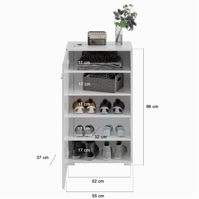 Luca Schuhkommode  B/H/T 55x96x37 in weiß