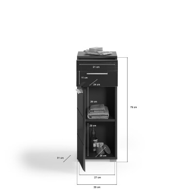 Luca Standschrank  B/H/T 30x80x31 in schwarz