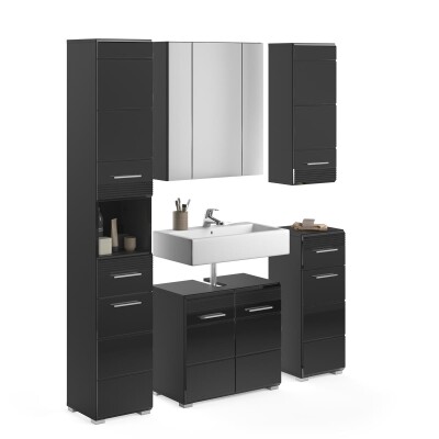 Luca Badkombination  B/H/T 150x182x34 in schwarz