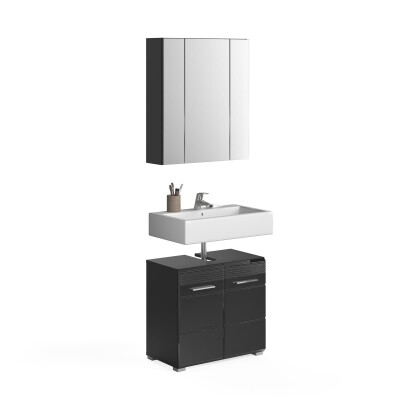 Luca Badkombination  B/H/T 60x182x34 in schwarz