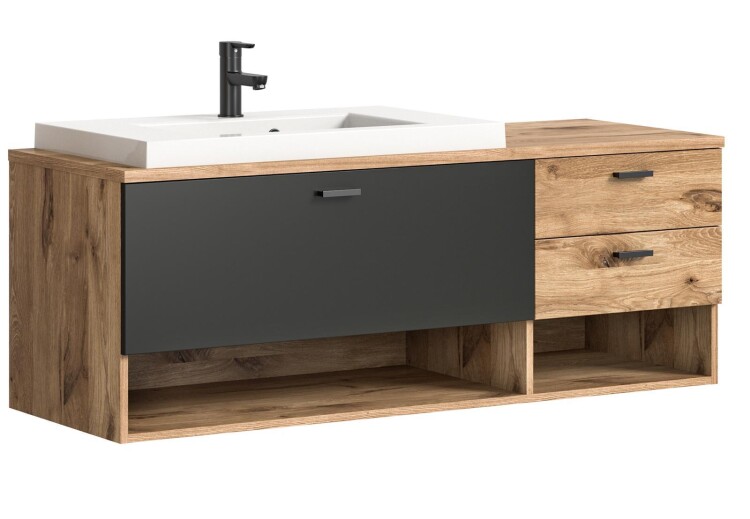 Grove Waschtisch inkl. Waschbecken  B/H/T 140x50x48 in Nox Oak