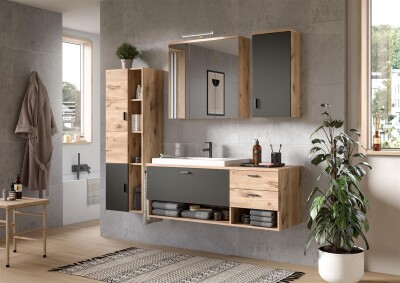 Grove Waschtisch inkl. Waschbecken  B/H/T 140x50x48 in Nox Oak