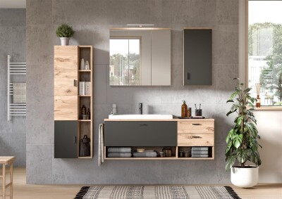 Grove Waschtisch inkl. Waschbecken  B/H/T 140x50x48 in Nox Oak