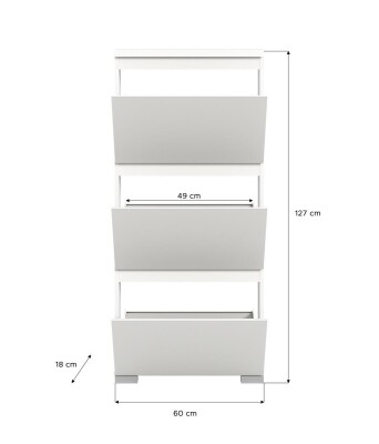 StepUp Schuhschrank  B/H/T 60x130x18 in weiß