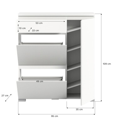StepUp Schuhschrank  B/H/T 95x109x27 in weiß