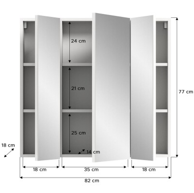 Aura Spiegelschrank  B/H/T 60x77x18 in weiß Hochglanz